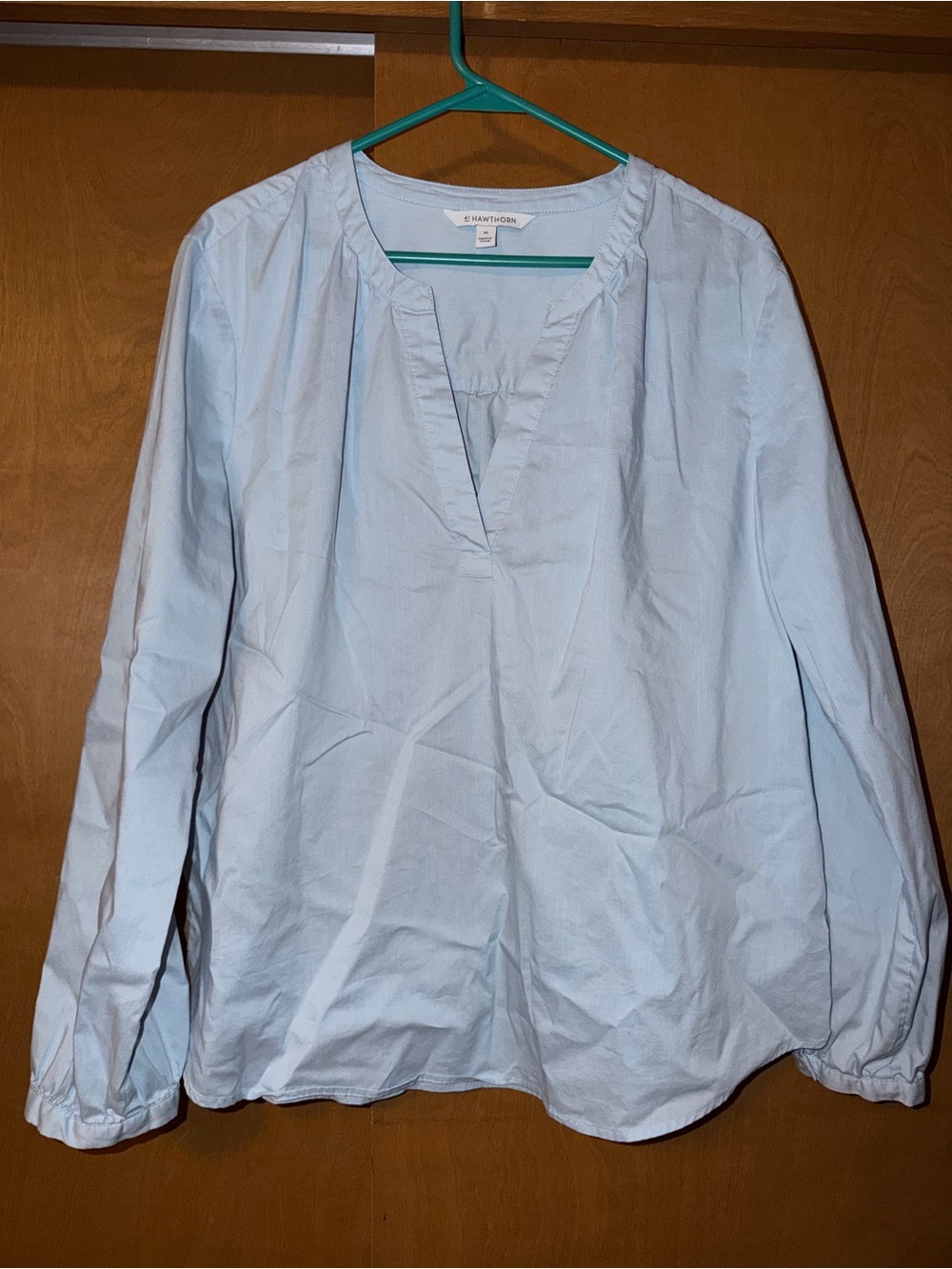 41 Hawthorn Light Blue Buttonless Cotton Popover Shirt